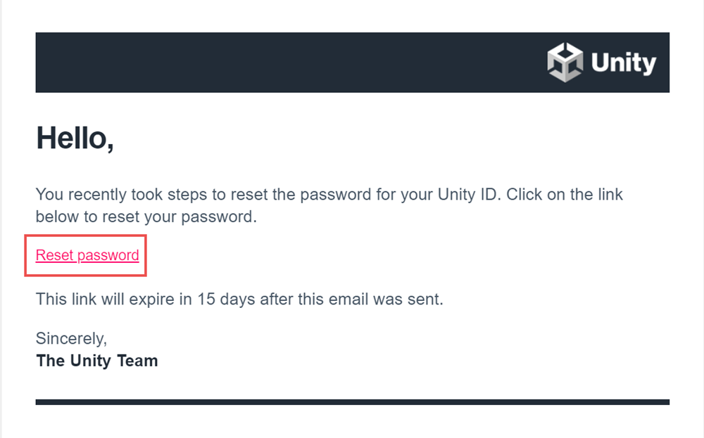 How do I reset my password? Unity