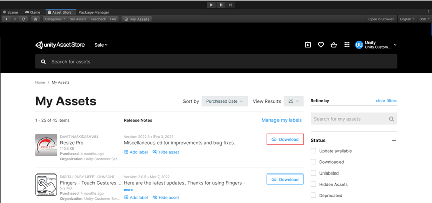 How do I download an asset? – Unity